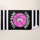 Serviette De Plage Équipe de basket-ball rose Nom et numéro de joueur (Devant)