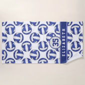 Serviette De Plage équipe de volley-ball bleu blanc couleurs filles s (Devant)