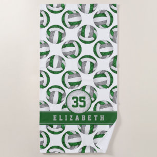 Serviette De Plage équipe de volley-ball gris vert couleurs sportives