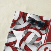 Serviette De Plage équipe de volley-ball sur mesure maroon gris coule (En situation)