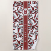 Serviette De Plage équipe de volley-ball sur mesure maroon gris coule (Devant)