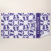 Serviette De Plage équipe de volley-ball violette blanche couleur spo (Devant)