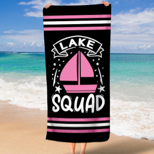 Serviette De Plage Équipe du lac Boat d'été avec frontière étroite