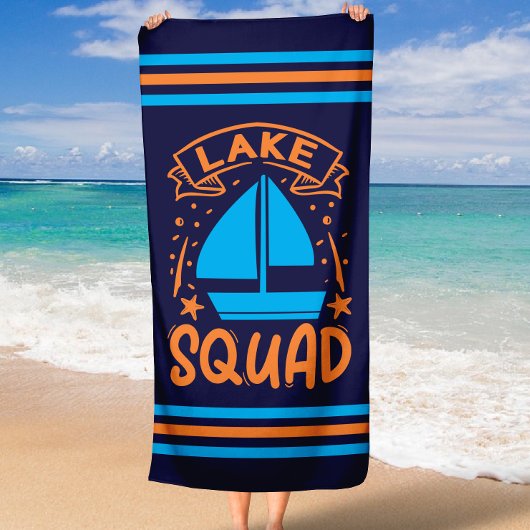 Serviette De Plage Équipe du lac Boat d'été avec frontière étroite