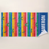 Serviette De Plage Eric Carle | Caterpillar Rainbow Stripe Motif (Devant)