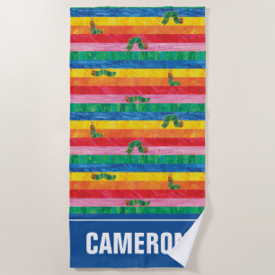 Serviette De Plage Eric Carle   Caterpillar Rainbow Stripe Motif