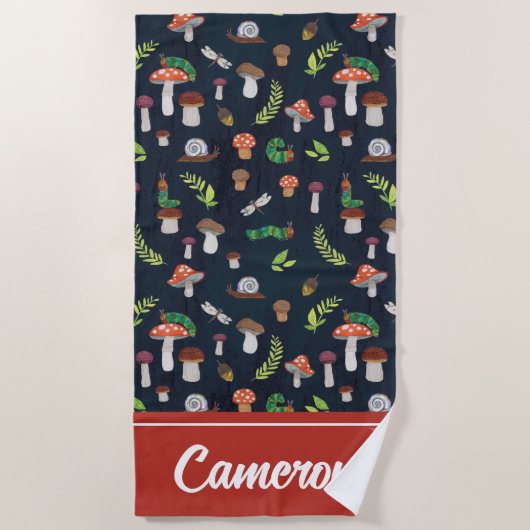 Serviette De Plage Eric Carle | Motif Bugs et Champignons (Devant)