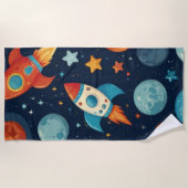 Serviette De Plage Espace et planètes de fusées cool (Devant)