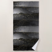 Serviette De Plage Espace étoile cosmique noir gris (Devant)