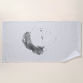 Serviette De Plage Espressive Black Halftone effet visage femme (Devant)