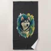Serviette De Plage Esprit Husky Aquarelle Majesté (Devant)