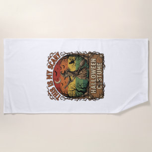 Serviette De Plage Est Costume d'Halloween Sorcière Broom Cat Effraya