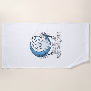 Serviette De Plage Est Premier Fantôme Halloween Croissant Lune Chauv