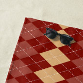 Serviette De Plage Esthétique Argyle Cosy avec Lignes Pointillées (En situation)