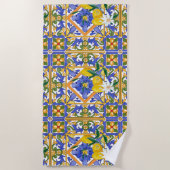 Serviette De Plage été, agrumes, sicilienne, style méditerranéen, cit (Devant)