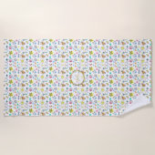 Serviette De Plage Été Amusement Monogram Plage Vacances Doodles Déco (Devant)