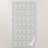 Serviette De Plage Été Amusement Monogram Plage Vacances Doodles Déco (Devant)