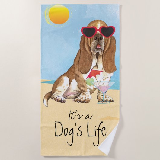 Serviette De Plage Été Basset Hound (Devant)