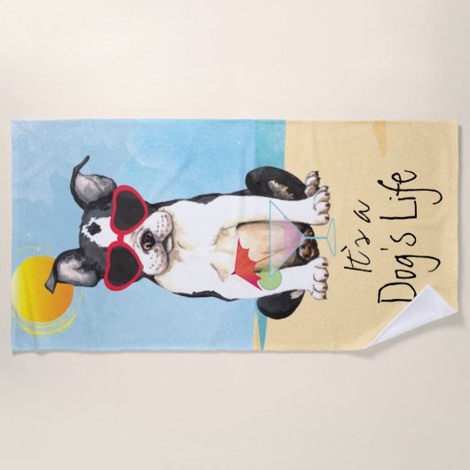 Serviette De Plage Été Boston Terrier (Devant)