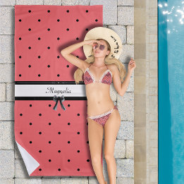 Serviette de plage été chic corail coucher de sole