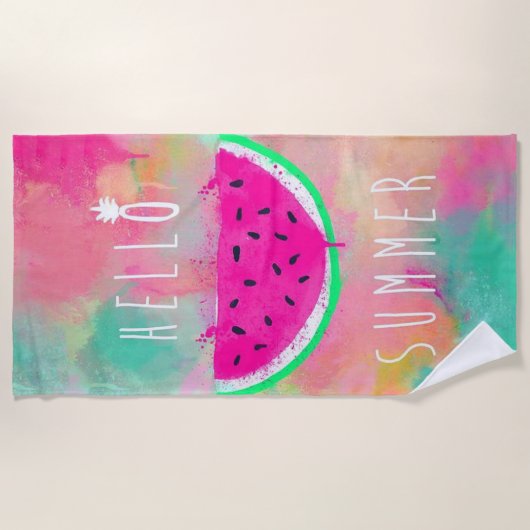 Serviette De Plage Eté de la pastèque Tye-Dye (Devant)
