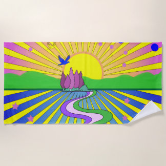Serviette De Plage Été de l'amour Psychédélique Années soixante Solei