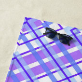 Serviette De Plage Été Doux Purple Bleu Plaid Personnaliser Monogramm (En situation)