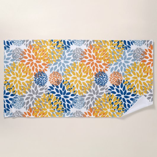 Serviette De Plage Été Floral Abstrait Couleurs vives (Devant)