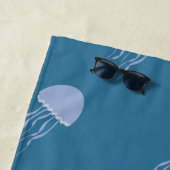 Serviette De Plage Été Jellyfish Blue Name Beach Towel (En situation)
