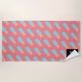 Serviette De Plage Été Rose bleu crème glacée Pop (Devant)