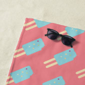 Serviette De Plage Été Rose bleu crème glacée Pop (En situation)