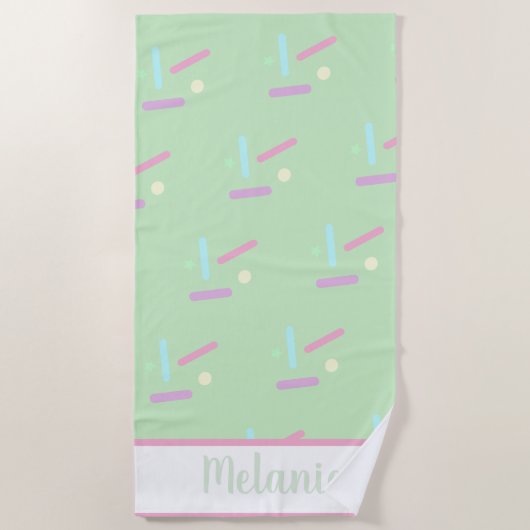 Serviette De Plage Été Sautines Pastels Nom (Devant)