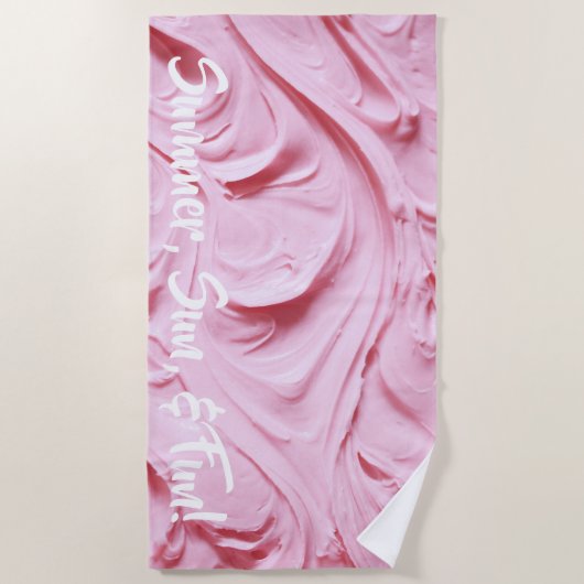 Serviette De Plage 'Été, Soleil & Amusement' Cupcake Rose Frosting (Devant)