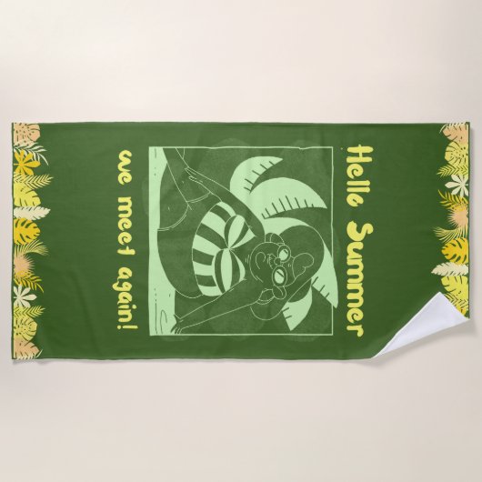 Serviette De Plage Été tropical amusant (Devant)