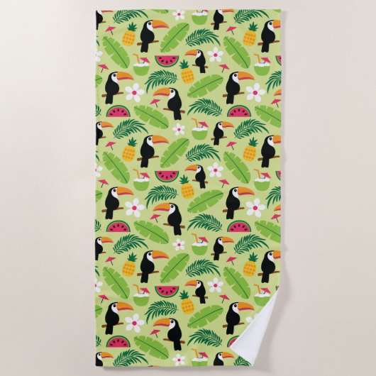 Serviette De Plage Été tropical du Toucan (Devant)