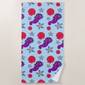 Serviette De Plage Été Tropical Seahorse Shell Starfish Relax (Devant)