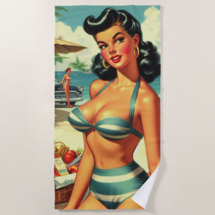 Serviette De Plage Été vintage Plage Pin Ups