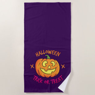 Serviette De Plage Étiquette de citrouille d'Halloween Trick or Treat