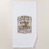 Serviette De Plage Étiquette de code-barres Jésus Rachetée Jésus Code (Devant)