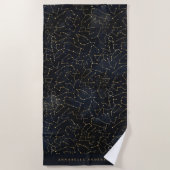 Serviette De Plage étoile céleste constellation or et bleu marine (Devant)