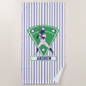 Serviette De Plage Étoile de base-ball personnalisée bleu (Devant)
