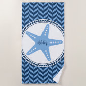 Serviette De Plage Étoile de mer bleue marine côtière (Devant)