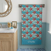 Serviette De Plage Étoile de mer côtière bleu aqua