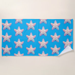 Serviette de plage Étoile de mer scintillante bleu