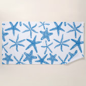 Serviette De Plage Étoiles de mer en bleu (Devant)