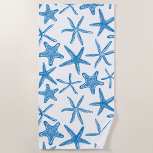 Serviette De Plage Étoiles de mer en bleu
