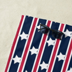 Serviette De Plage Étoiles et rayures patriotiques amusantes et fanta