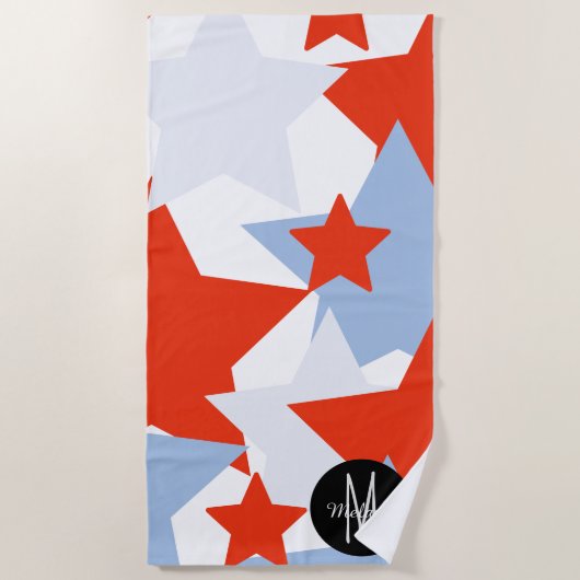 Serviette De Plage Étoiles géantes patriotiques d'été (Devant)