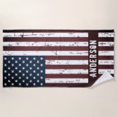 Serviette De Plage Étoiles patriotiques personnalisées rayonne Drapea (Devant)