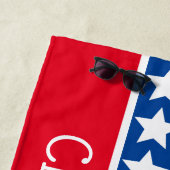 Serviette De Plage Étoiles rouges blanches et bleues personnalisées (En situation)